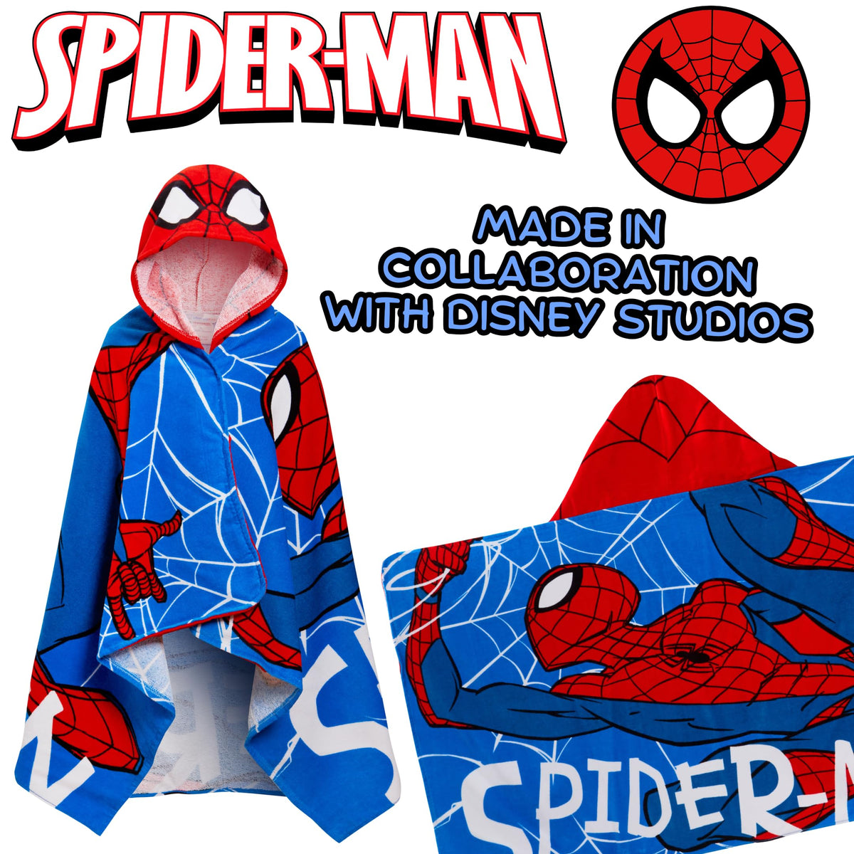 Spider-Man hooded towel after pool time for warmth