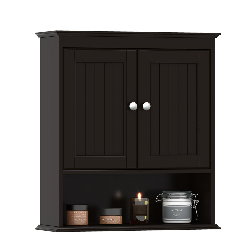 Spirich bathroom cabinet espresso front view with wall-mount storage for organized spaces.