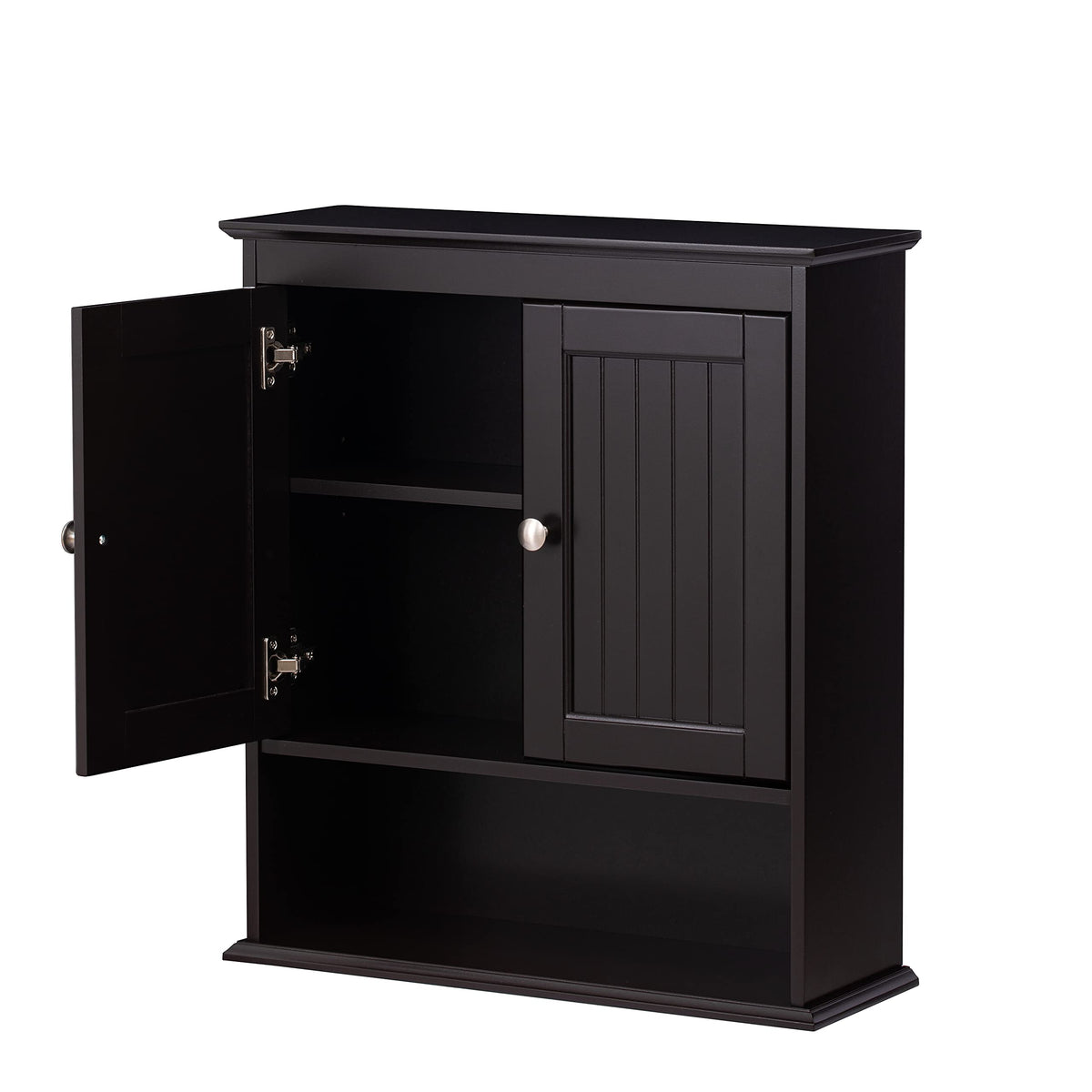Spirich espresso cabinet interior shelf, illustrating adjustable storage options.