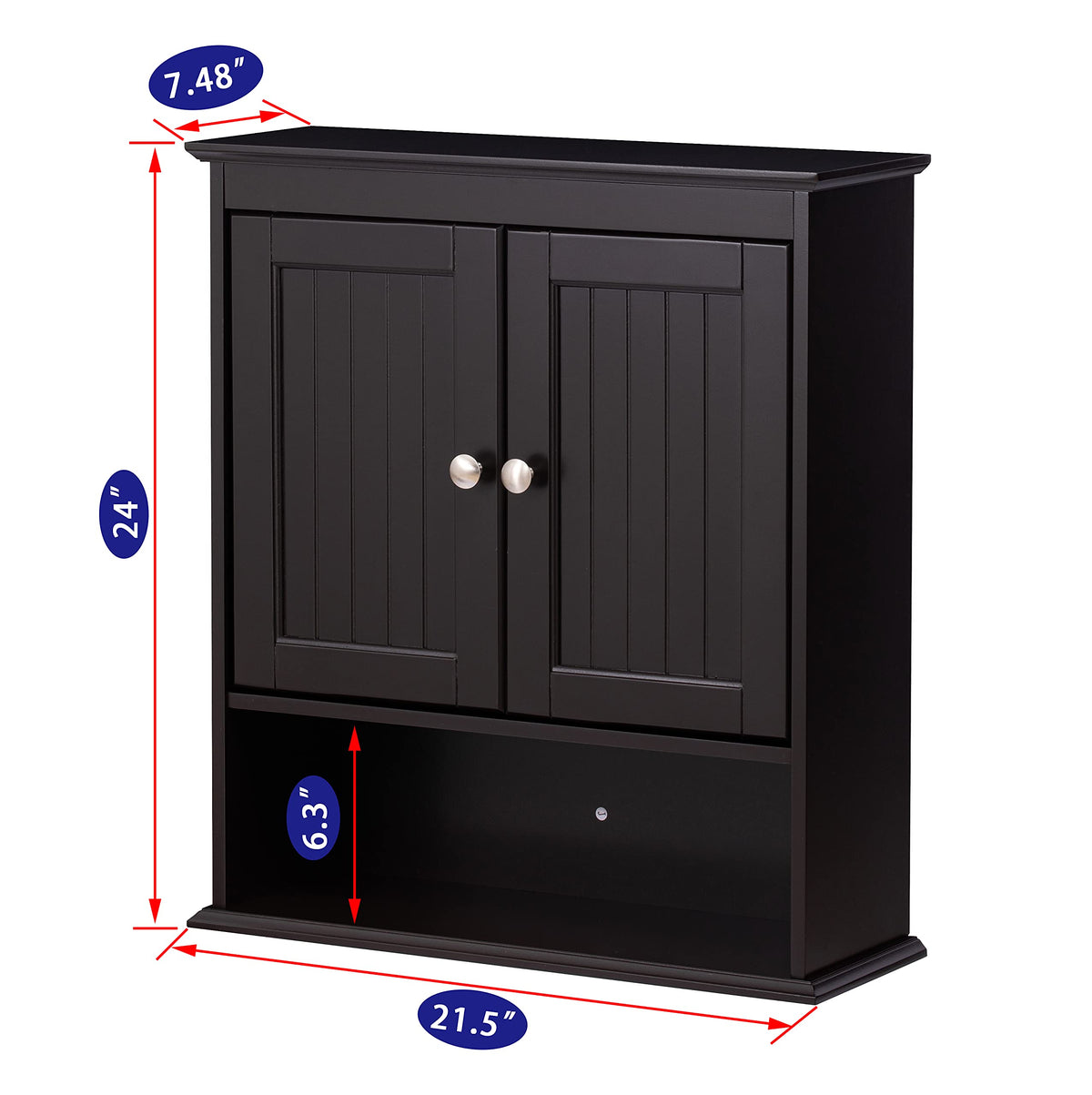 Spirich espresso cabinet open-bottom shelf for quick-access items in bathroom.