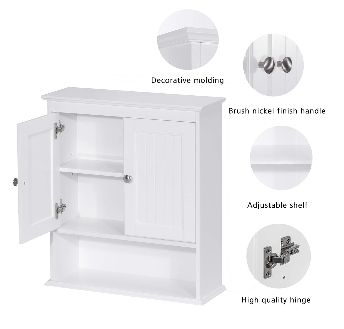 Spirich cabinet with silver knobs adds a modern decorative touch
