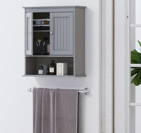 Spirich wall-mounted medicine cabinet with adjustable interior shelf