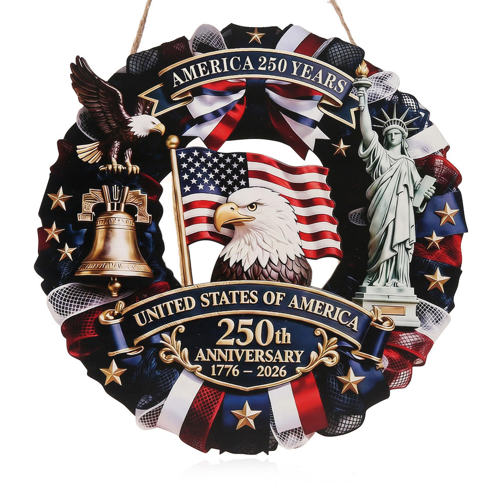 Spiritlele USA flag and eagle door sign for patriotic curb appeal.