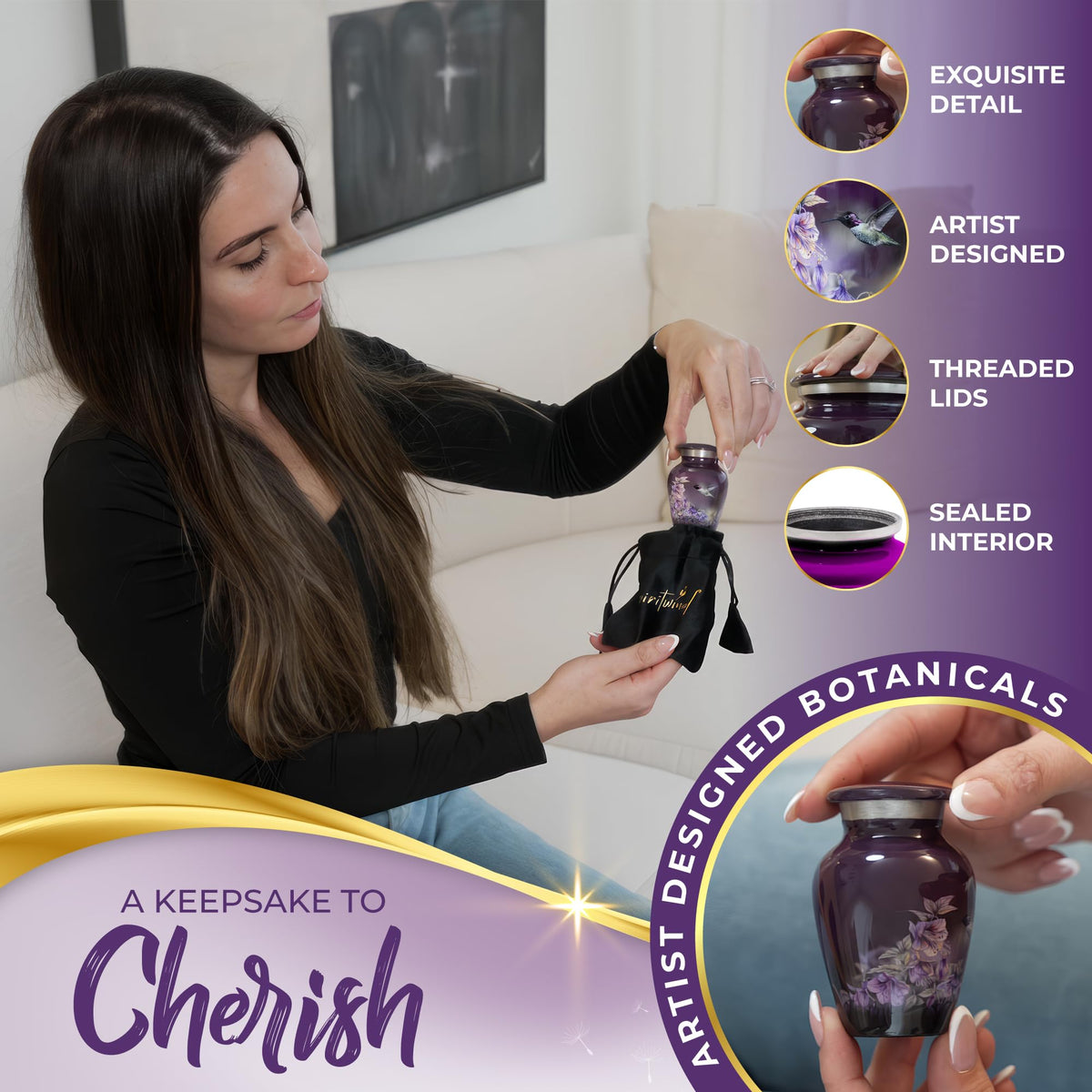 Spiritwind hummingbird urn funnel included for easy ash transfer