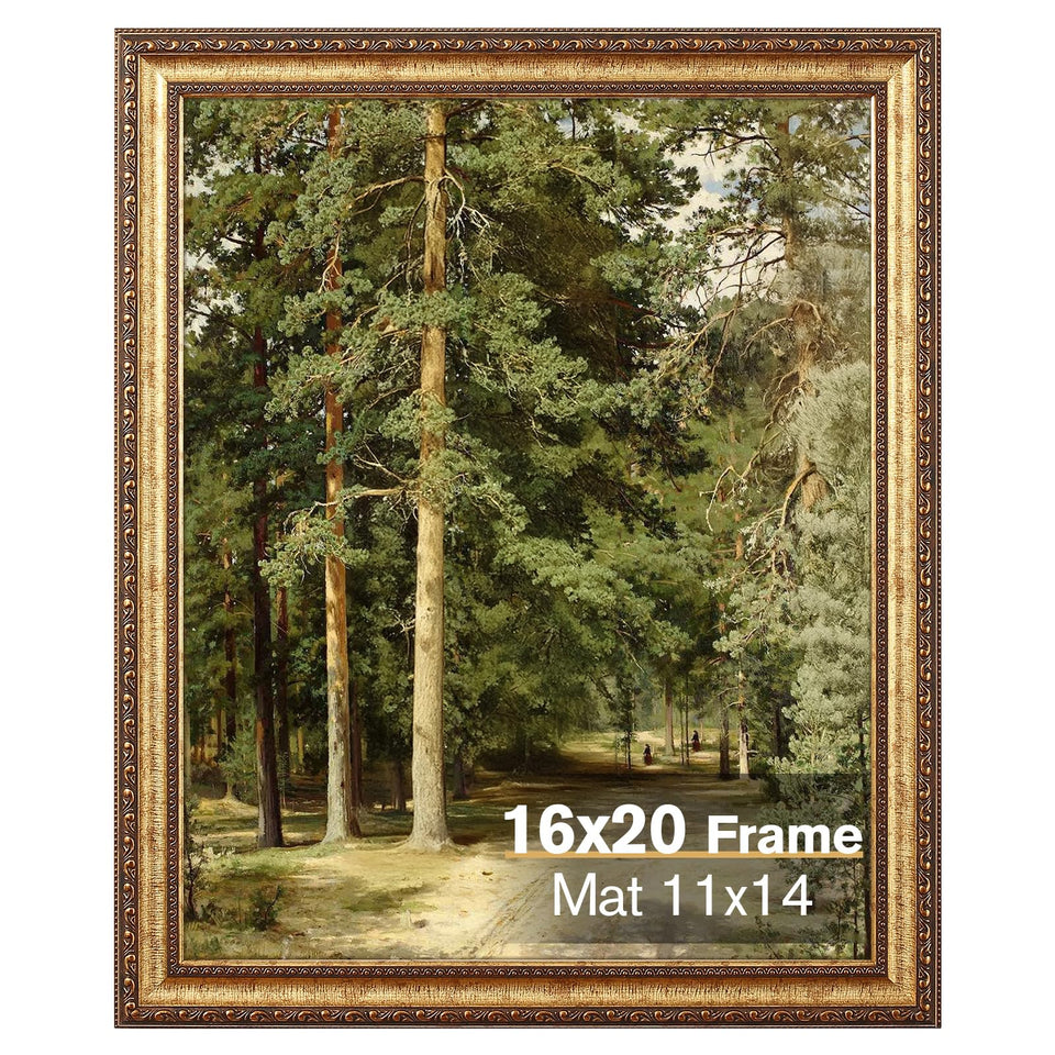 Splinterix gold frame ornate detail enhances vintage décor and photo display