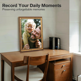 Splinterix gold frame on wall display showcases memories with classic elegance