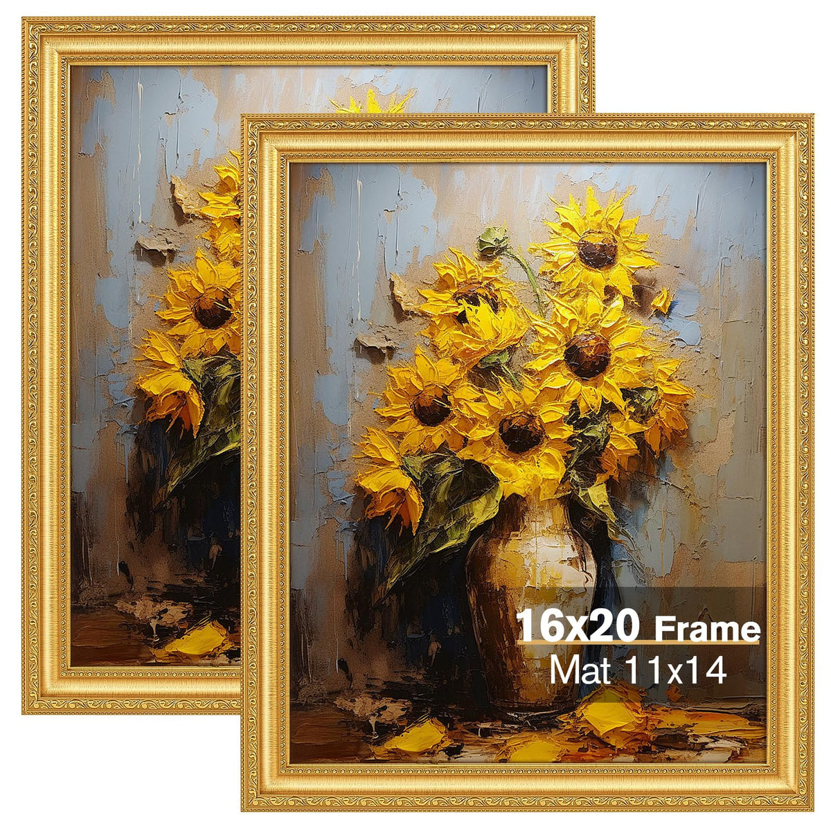 Splinterix gold ornate 16x20 frame front view for elegant wall display.