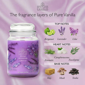 Spotless Leopard lavender candle in decorative jar adds calm elegance to any room.