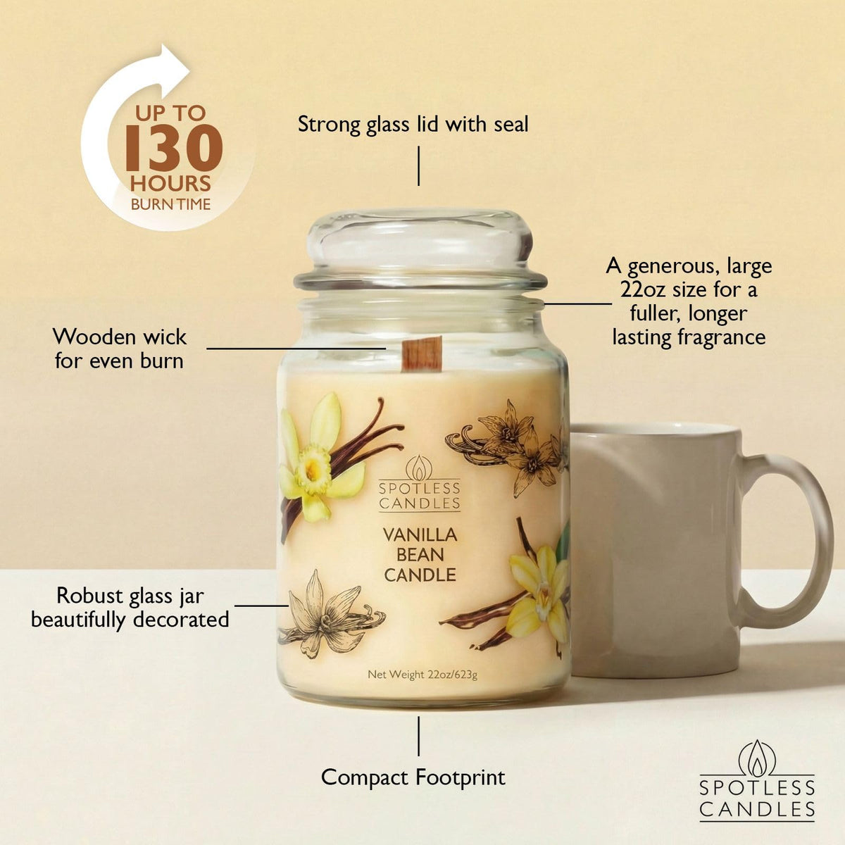 Spotless Leopard Vanilla Bean Candle fragrance notes create warm aroma