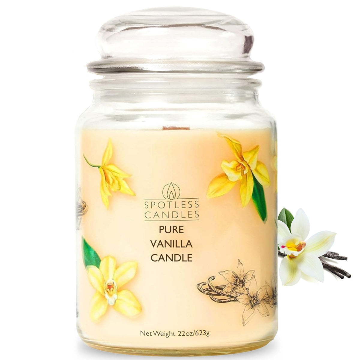 Spotless Leopard vanilla candle with wooden wick for cozy evenings.
