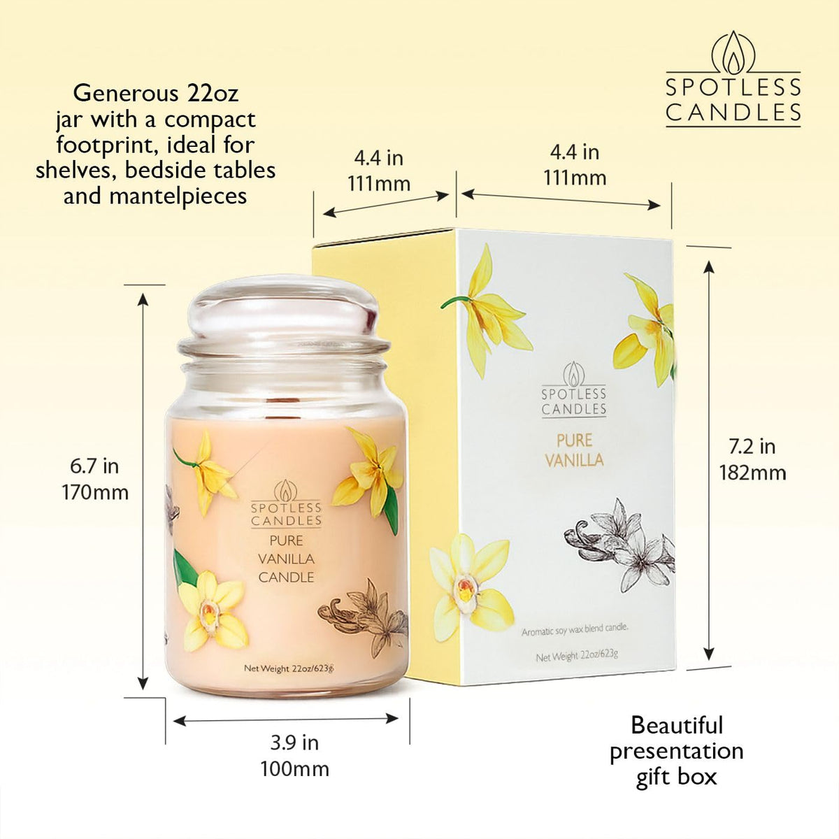Spotless Leopard vanilla candle offers layered notes of fruit, magnolia, and vanilla.