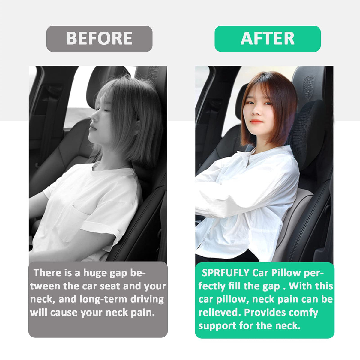 SPRFUFLY anti-slip-seat-fit keeps the pillow in place during bumpy rides.