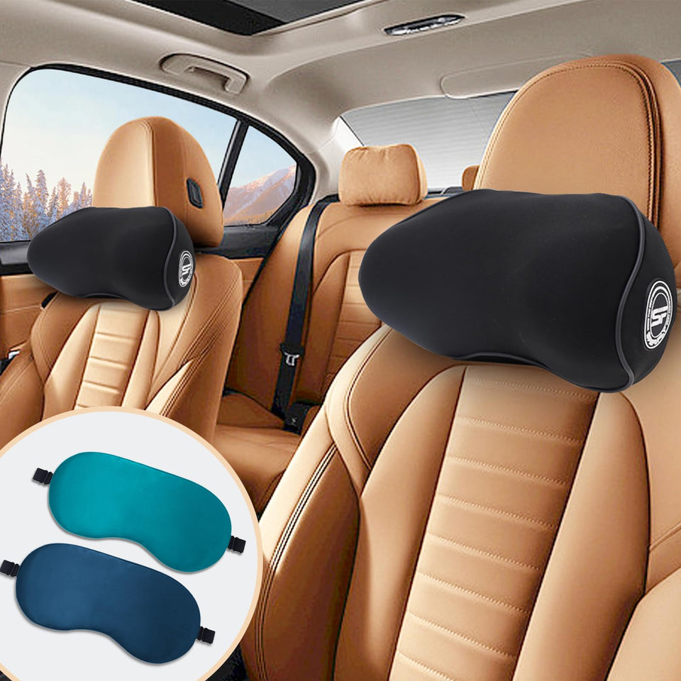 SPRFUFLY memory foam car neck pillow providing ergonomic support during long drives.
