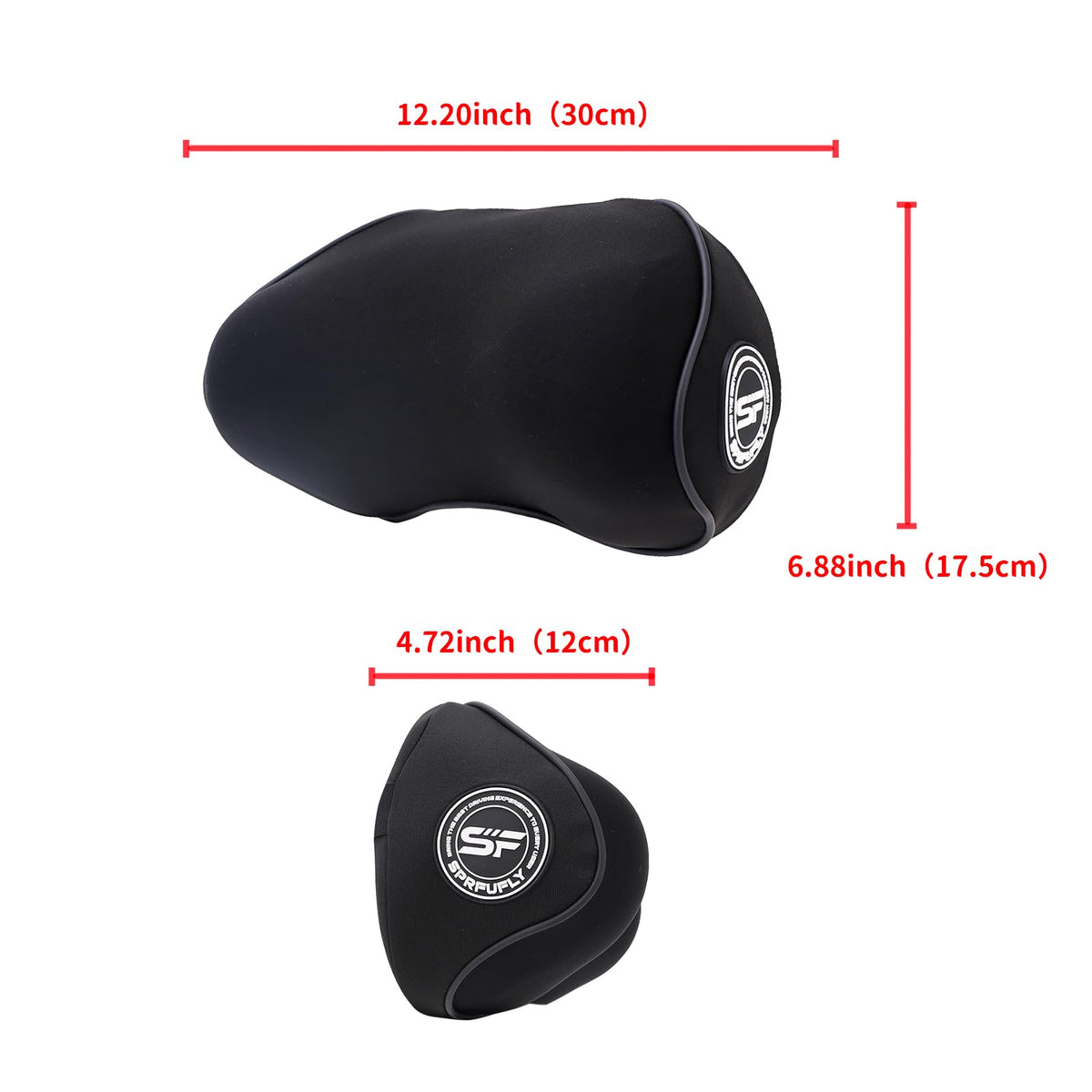 SPRFUFLY ergonomic neck support design shown for better travel comfort.