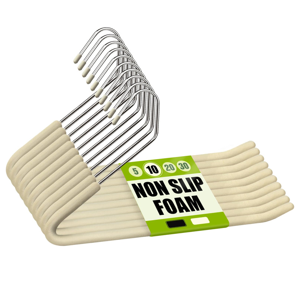Spring Fever open-ended pants hanger with chrome finish keeps garments organized.