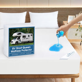 SpringSpirit RV short queen terry mattress protector shows a snug fit and soft breathable top for comfort