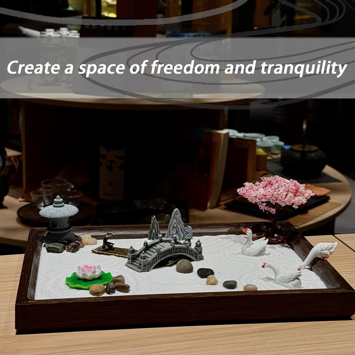 SRAYW Lotus figure inspires reflection in a serene desk setup.