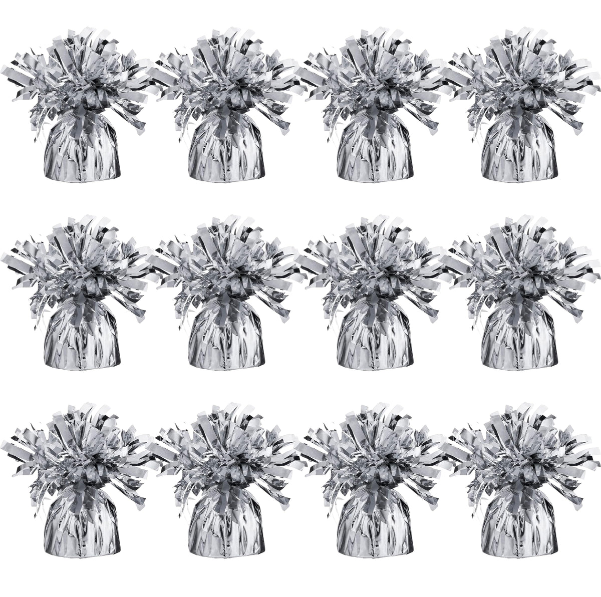 Srenta silver balloon weight anchors a bouquet for stylish indoor celebrations.