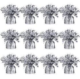 Srenta silver balloon weight anchors a bouquet for stylish indoor celebrations.