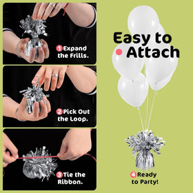 Srenta twelve-pack balloon weights provide versatile configurations.