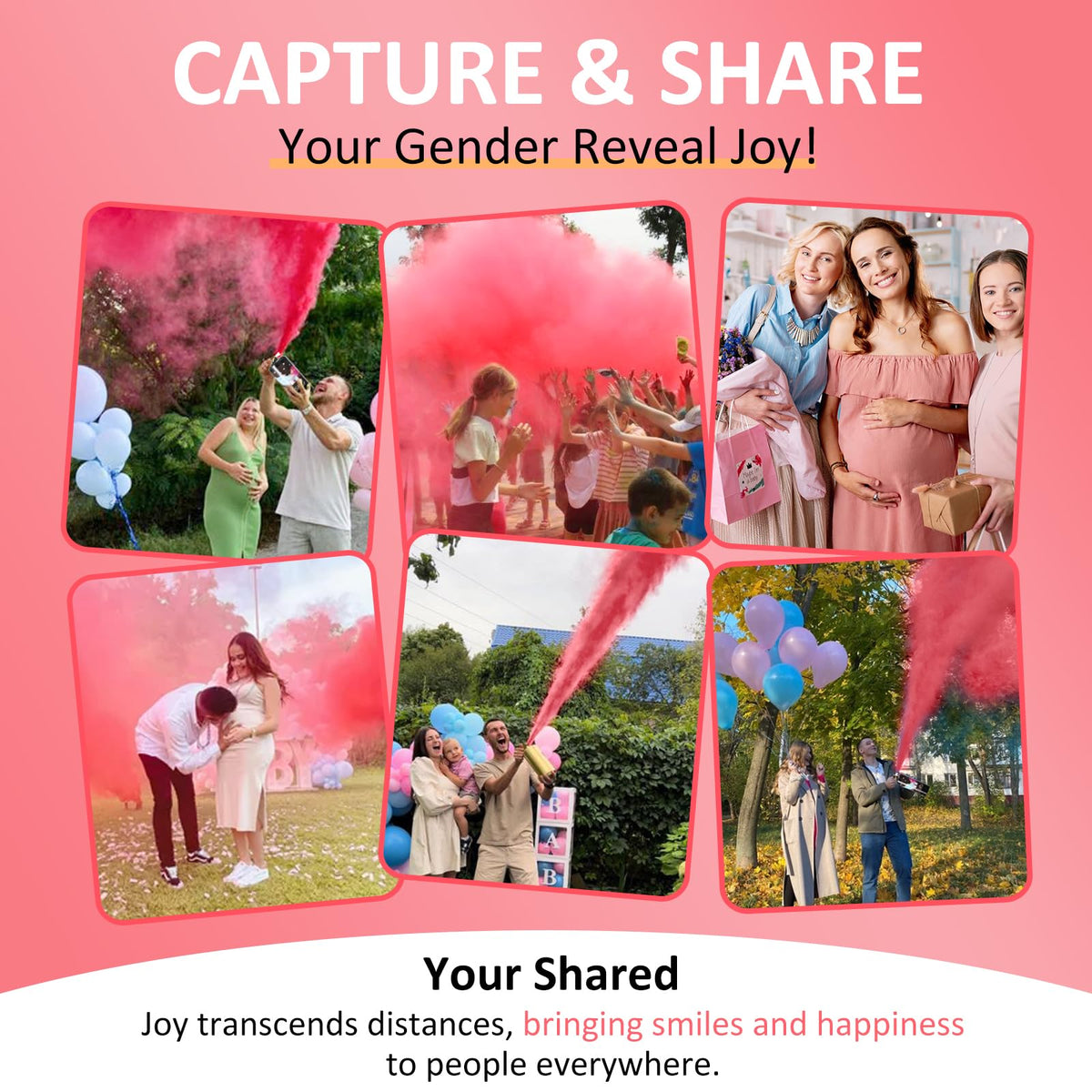 SRG Giant pink smoke cloud enhances photo-worthy gender reveal memories.