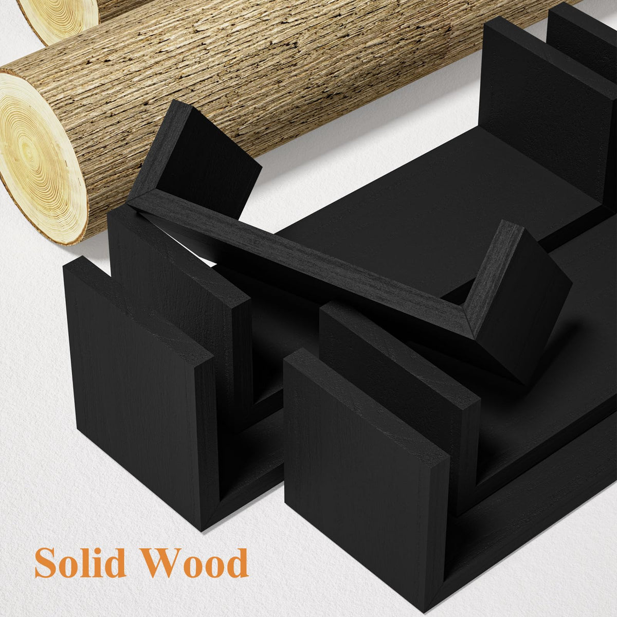 SRIWATANA weathered black shelves show quick installation with pre-drilled holes