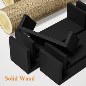 SRIWATANA weathered black shelves show quick installation with pre-drilled holes