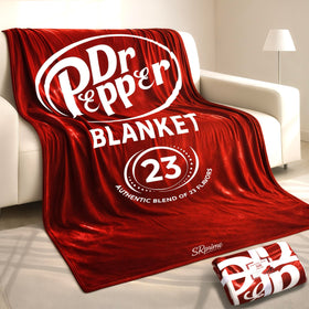 SRprime Dr Pepper Blanket fabric close-up shows plush fleece texture