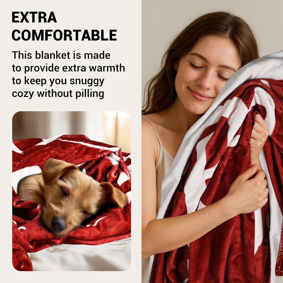 SRprime Dr Pepper Blanket on a couch adds color and style