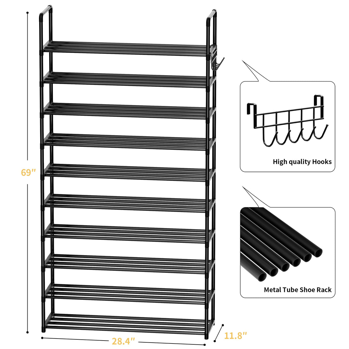 Tools-free assembly of SRRSO shoe rack with included instructions.