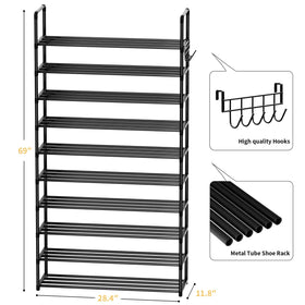 Tools-free assembly of SRRSO shoe rack with included instructions.