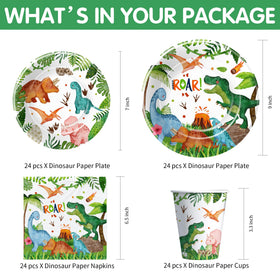 Srua Don dinosaur dessert plates 7-inch for colorful kid-friendly treats.