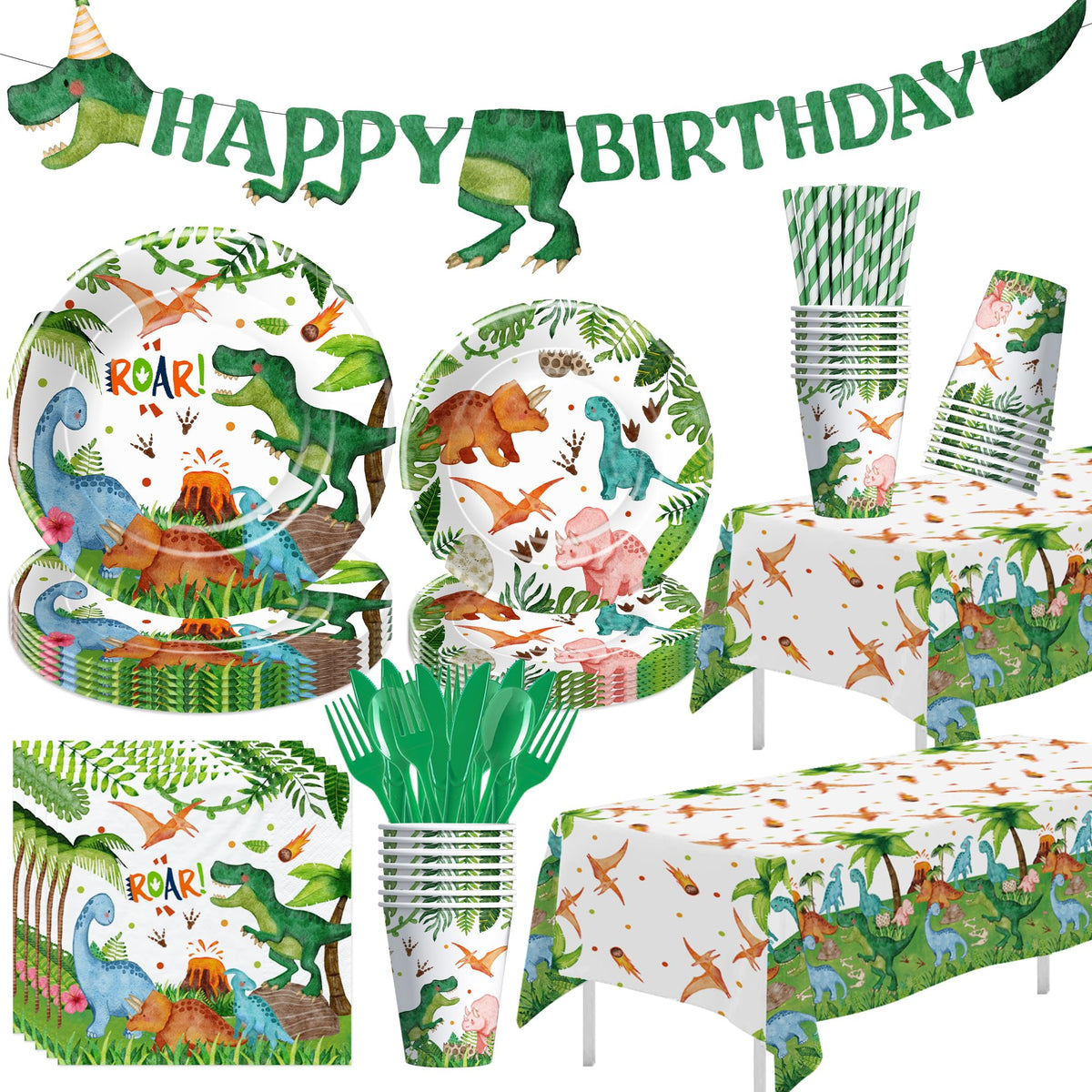 Srua Don dinosaur party plates 9-inch for durable serving at a Dino-themed party.
