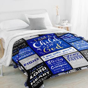 Sruemiul inspirational presence blanket on bed, supporting daily spiritual reflection.
