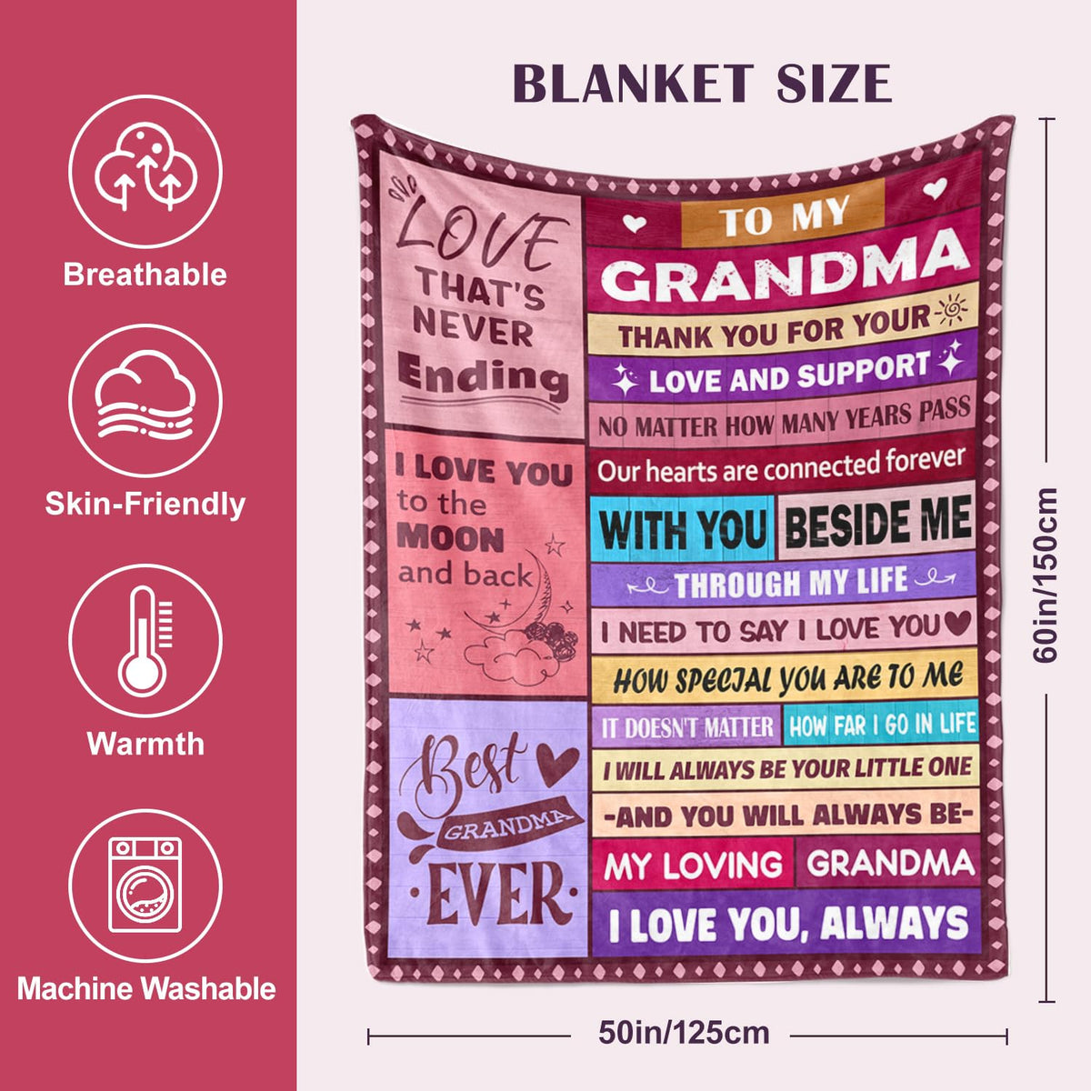 Sruemiul Mother's Day or Christmas gift idea blanket for grandma.