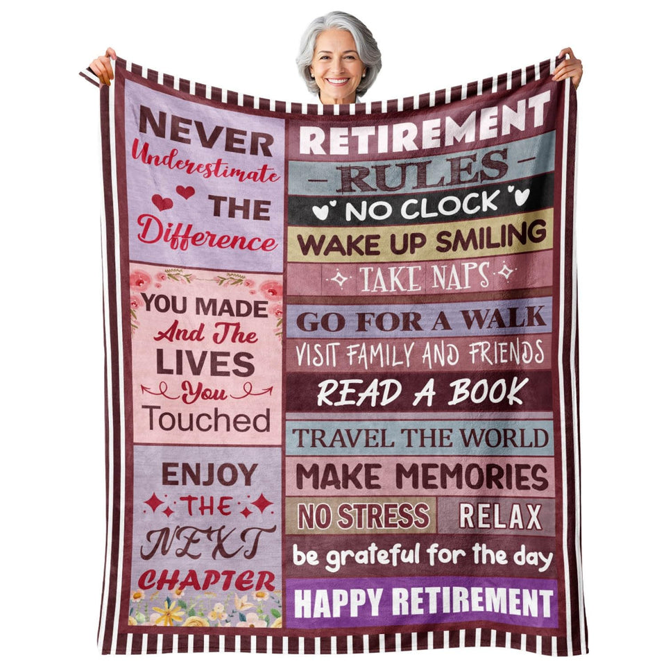 Sruemiul retirement blanket 50x60 draped on bed showcasing soft texture and warmth