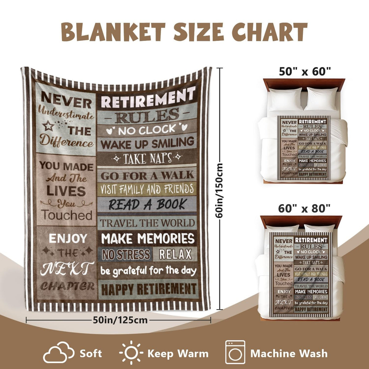 Sruemiul retirement blanket easy care machine washable