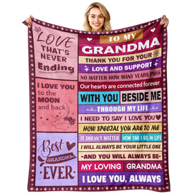 Sruemiul To My Grandma blanket with heartfelt message, ideal grandma gift.