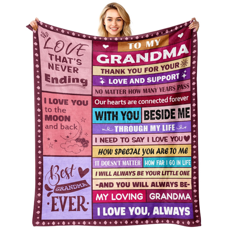 Sruemiul To My Grandma blanket with heartfelt message, ideal grandma gift.