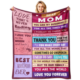 Sruemiul To My Mom blanket design with heartfelt message, ideal for birthday gifting.