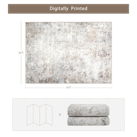 Srugn 5x7 living room rug with soft texture enhances coziness.
