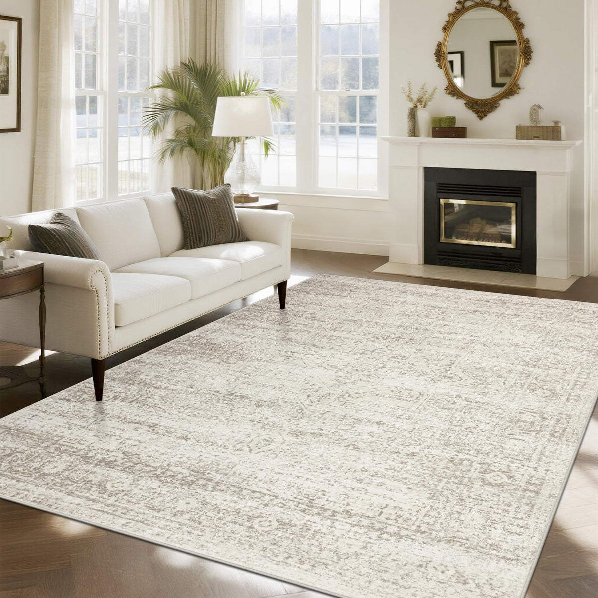 Srugn ultra-soft faux wool rug in bedroom highlights cozy feel underfoot.