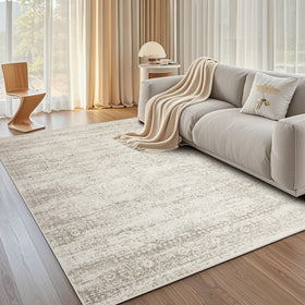 Srugn washable area rug 5x7 with soft recycled fibers for cozy barefoot comfort.