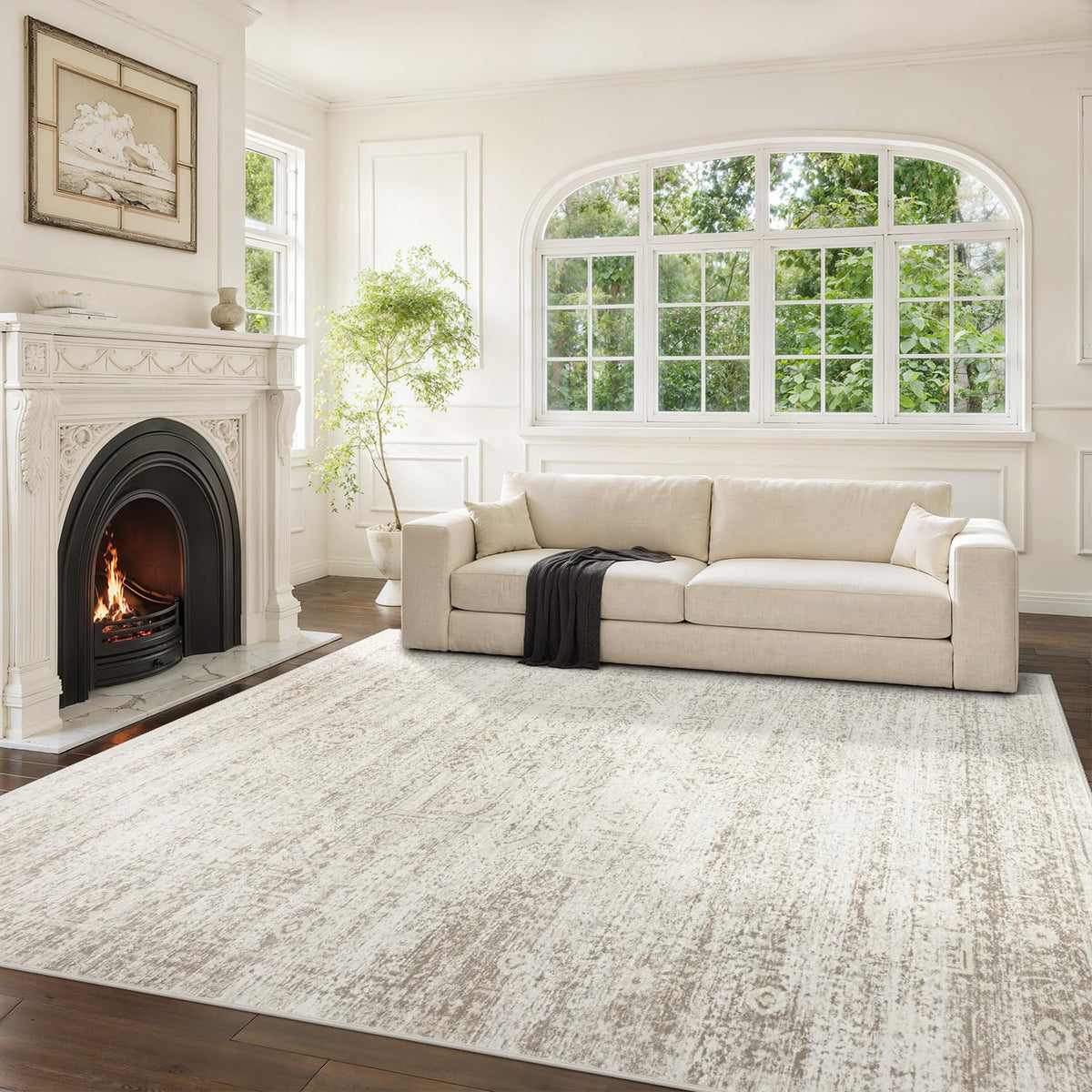 Srugn washable 8x10 rug in living room shows soft comfort and easy upkeep.