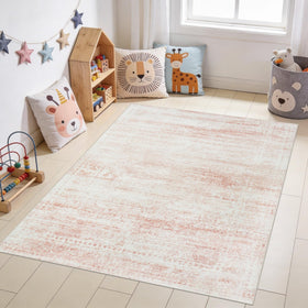 Srugn 5x7 washable rug in a bedroom setting with cozy appearance.