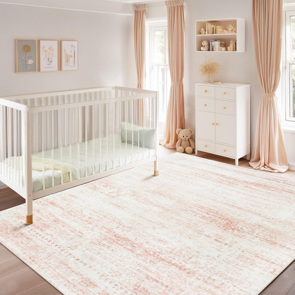 Srugn 6x9 Washable Rug close-up shows plush texture for warm living room comfort