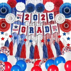 ssailue decor 2026 banner in red and blue for graduation celebrations