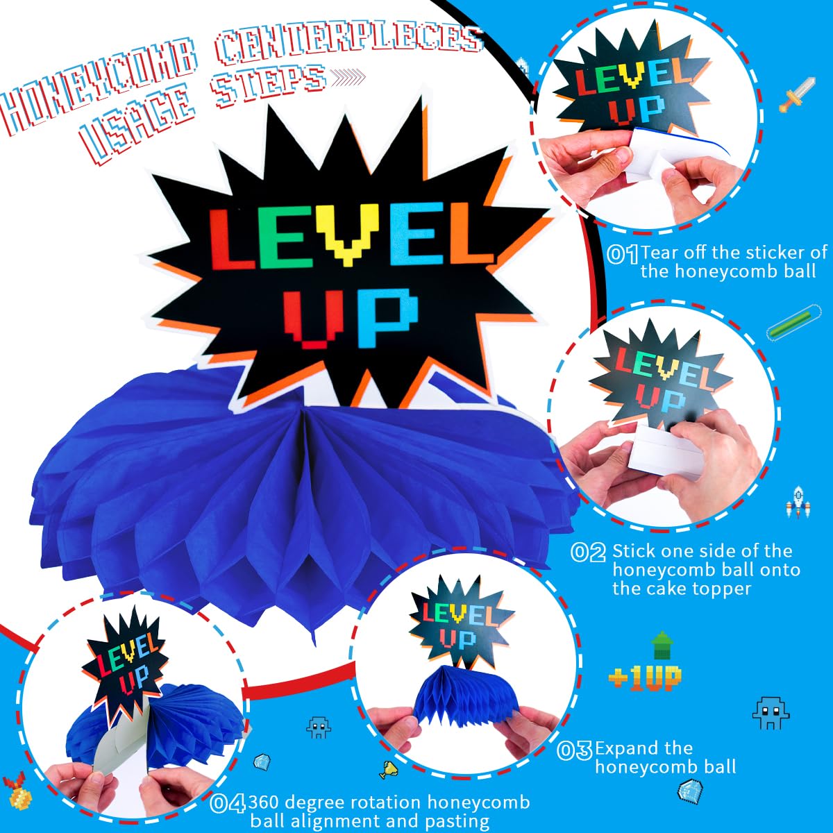 ssailue decor cake-toppers eye-catching toppers for a focal cake at gaming parties.
