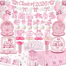ssailue decor Class of 2026 pink banner sets the graduation mood