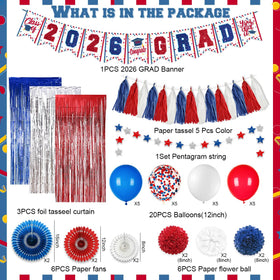 ssailue decor paper pom-poms red and blue add festive texture
